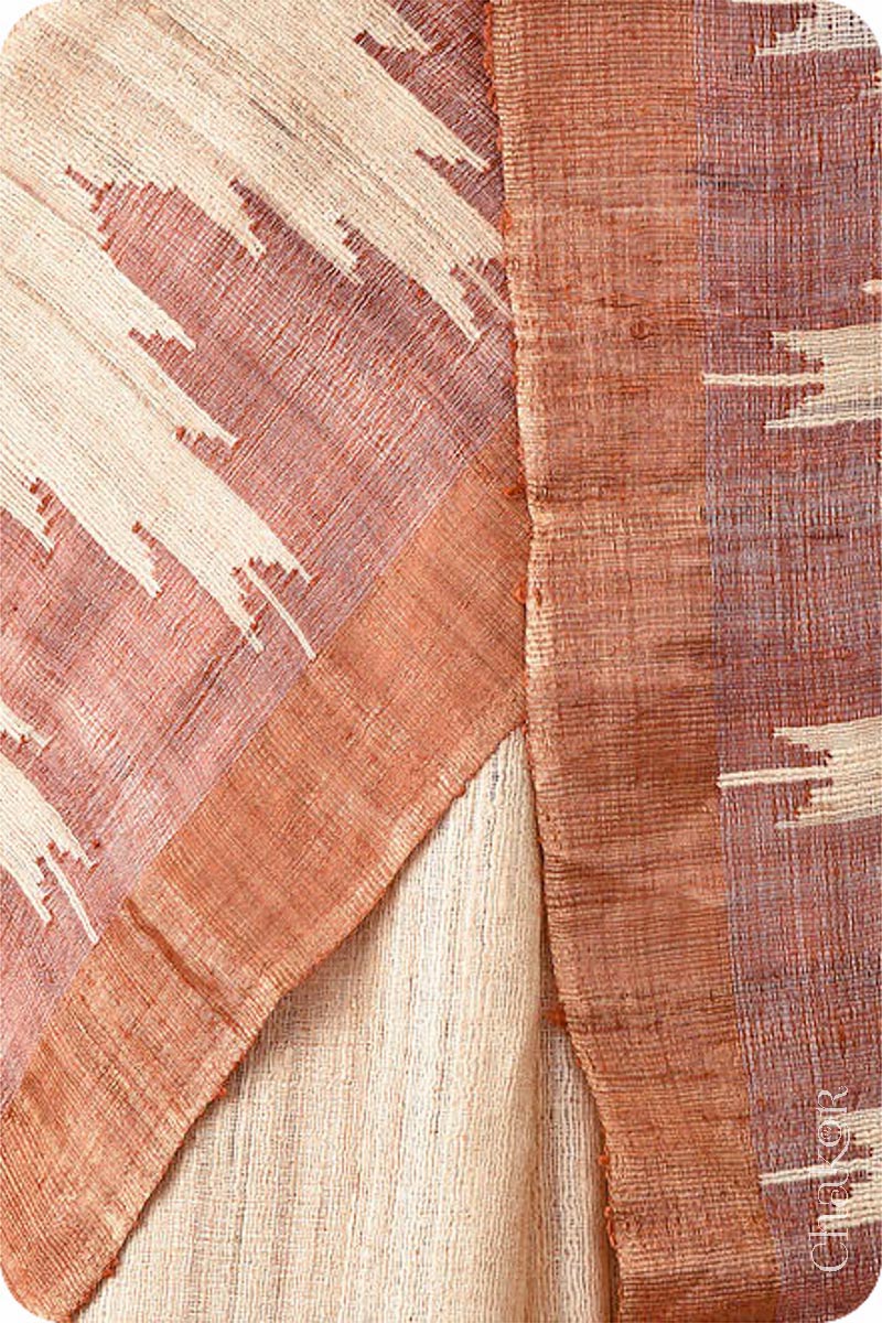 Natural Offwhite Rust Khadi Tussar Silk Saree