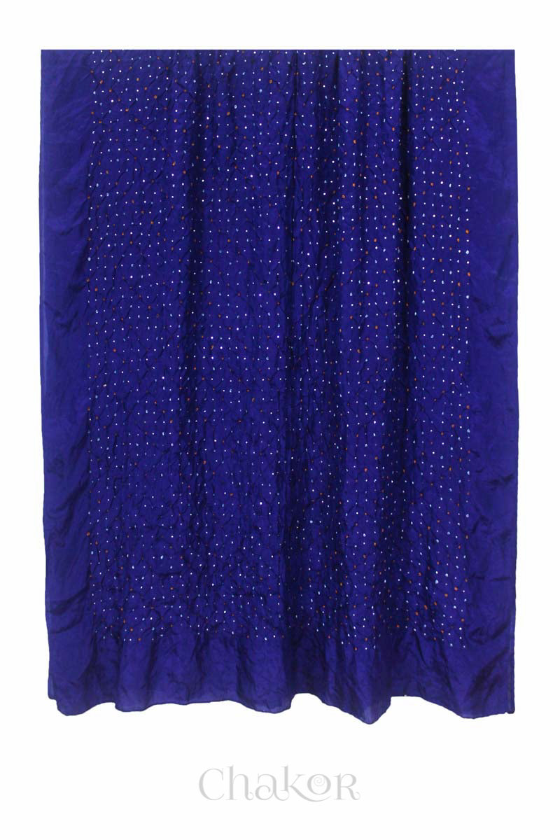 Navy Bandhani Mulberry Silk Dupatta