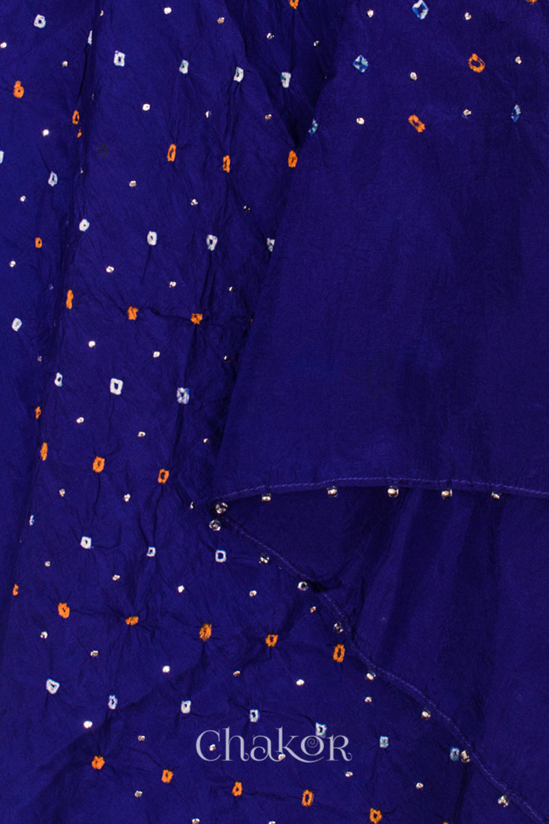Navy Bandhani Mulberry Silk Dupatta