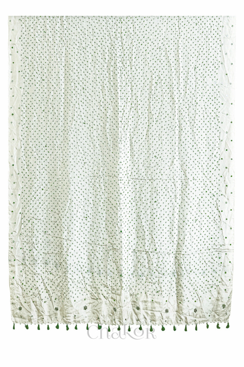 Offwhite Bandhani Mulberry Silk Dupatta