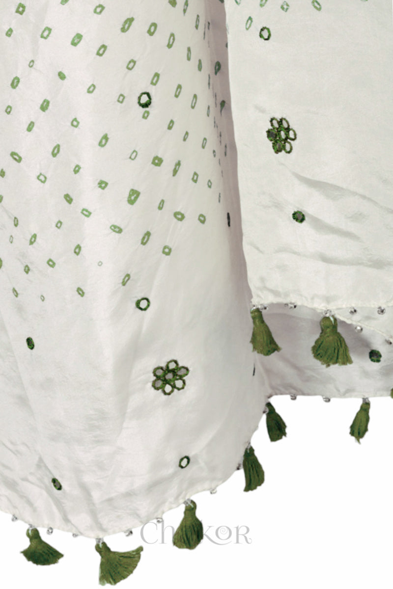 Offwhite Bandhani Mulberry Silk Dupatta