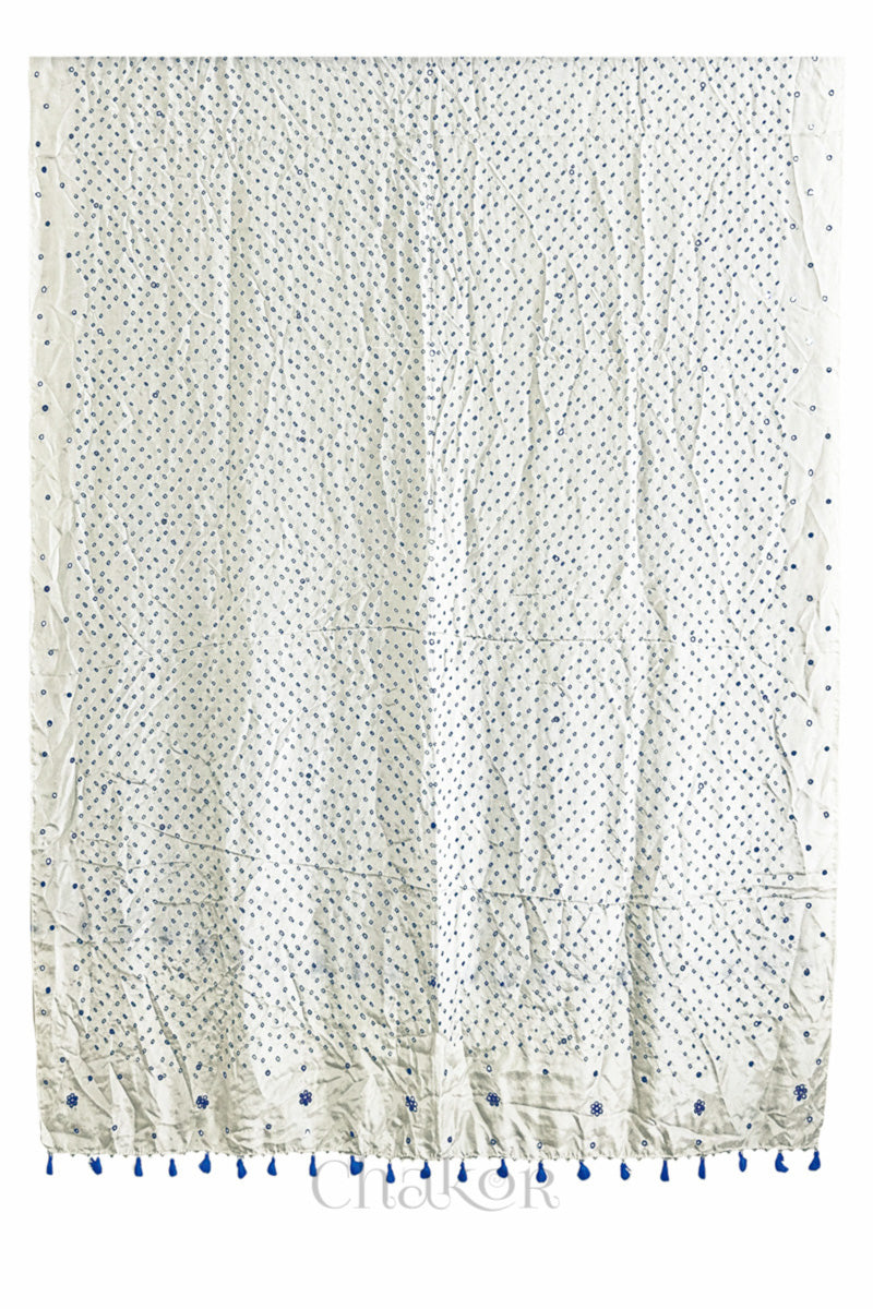Offwhite Bandhani Mulberry Silk Dupatta
