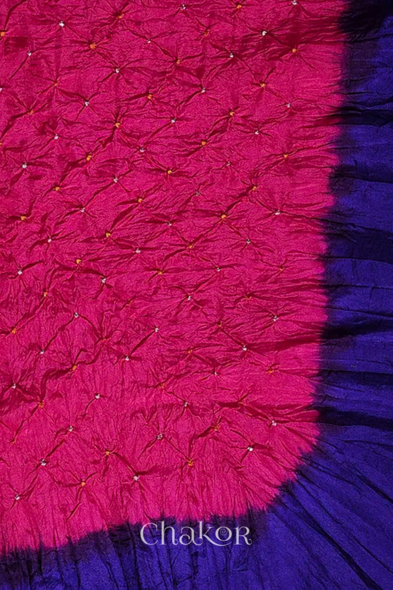 Pink Purple Bandhani Mulberry Silk Dupatta