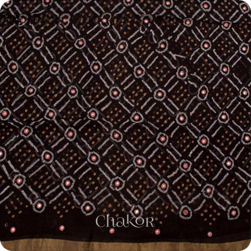 Chakor's traditional Black bandhani pure georgette silk saree with embroidery