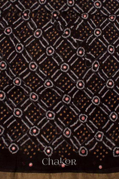 Chakor's traditional Black bandhani pure georgette silk saree with embroidery.