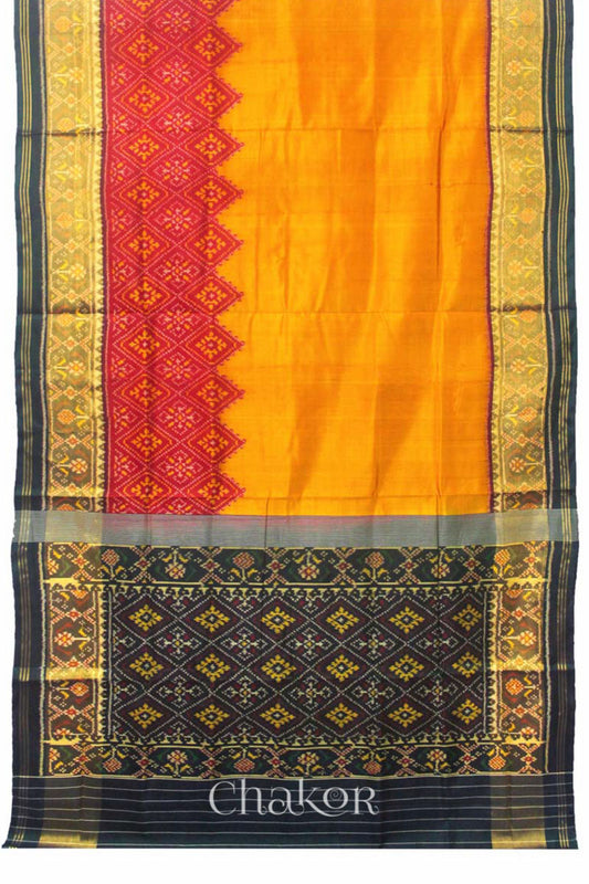 Orange Red Patola Mulberry Silk Saree