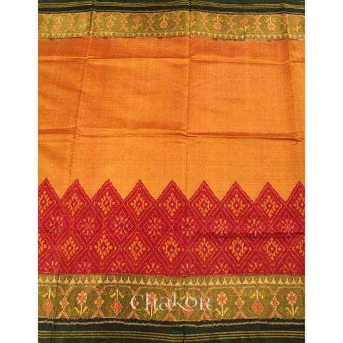 Orange Red Patola Mulberry Silk Saree