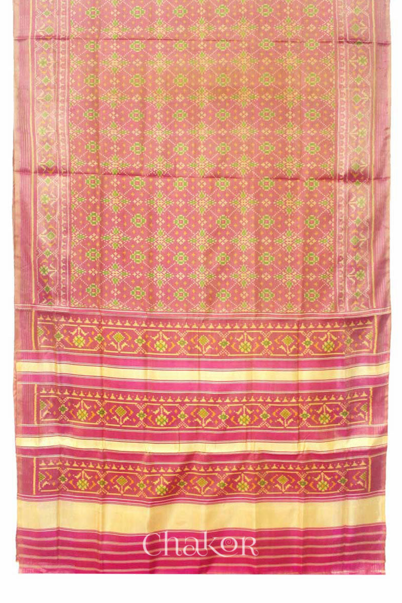 Coral Patola Mulberry Silk Saree