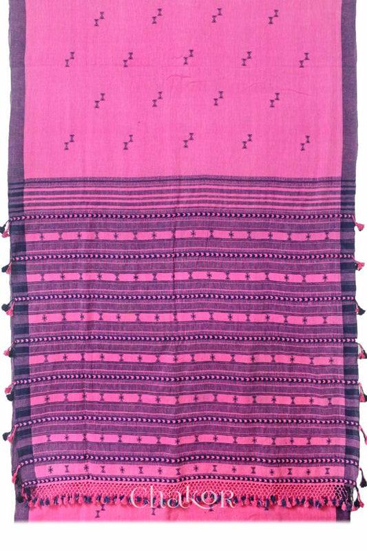 Handloom Pink Bhujodi Kala Organic Cotton Saree by Chakor.