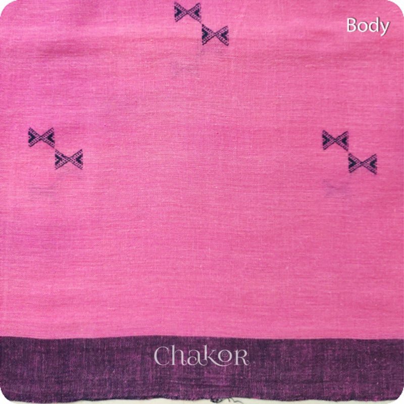 Handloom Pink Bhujodi Kala Organic Cotton Saree by Chakor.