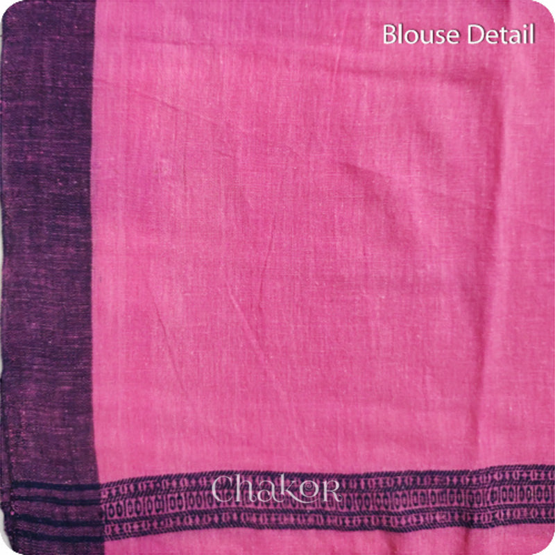 Handloom Pink Bhujodi Kala Organic Cotton Saree by Chakor.