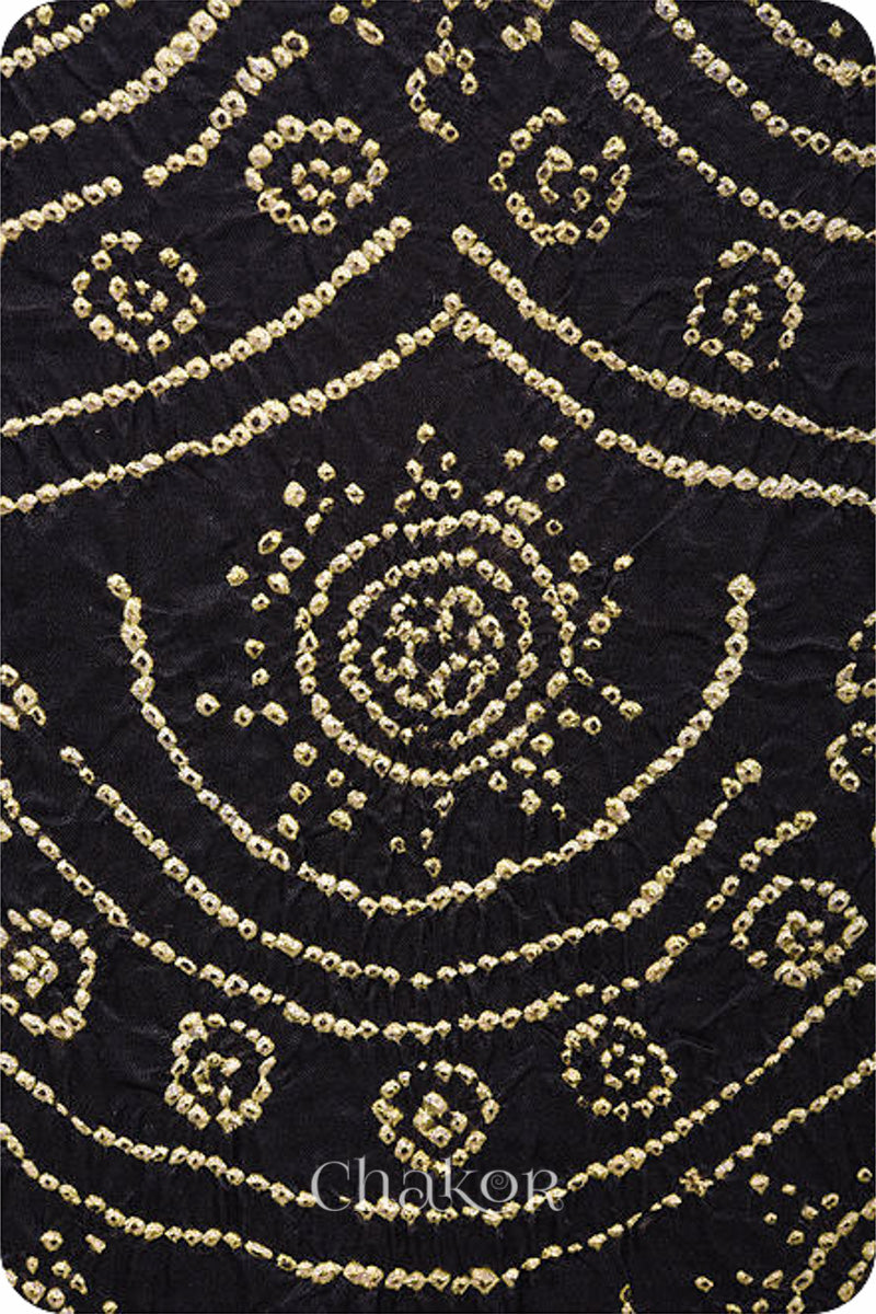 Black Indigo Bandhani Ajrakh Silk Dupatta