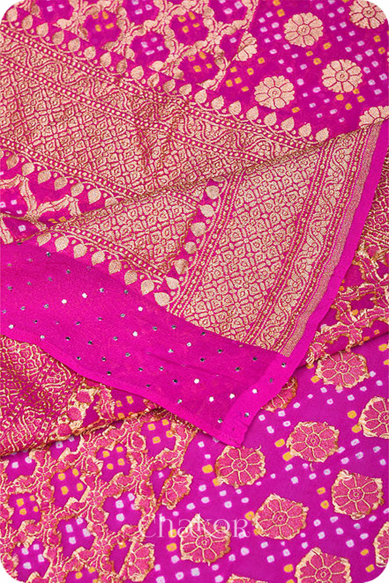 Pink Banarasi Silk Bandhani Dupatta