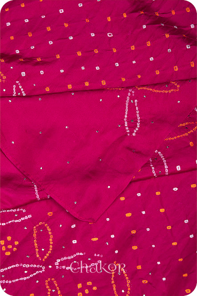 Pink Bandhani Mulberry Silk Dupatta