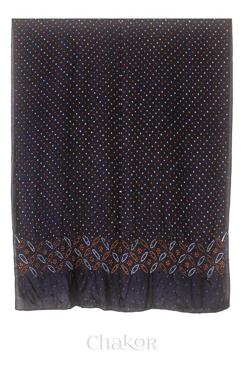 Black Bandhani Mulberry Silk Dupatta