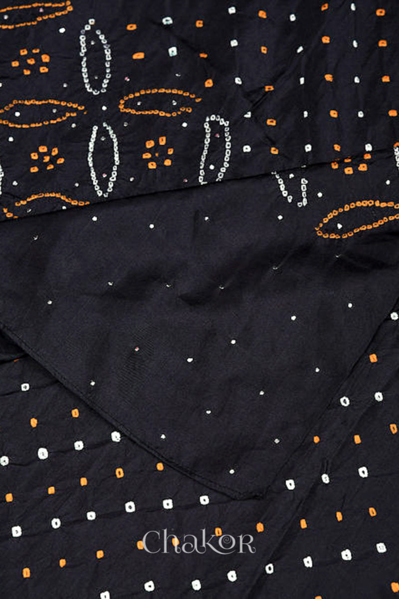 Black Bandhani Mulberry Silk Dupatta