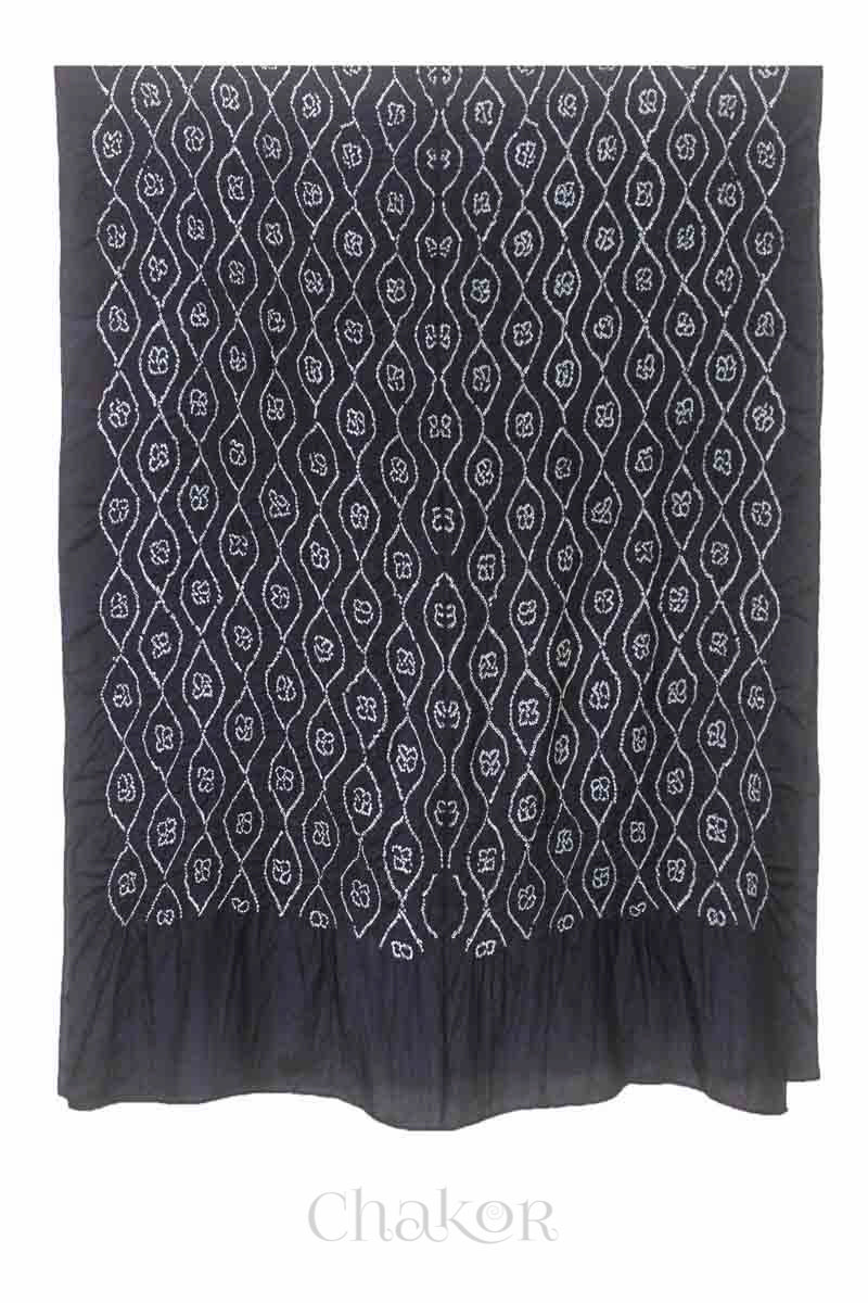 Black Bandhani Mulberry Silk Dupatta