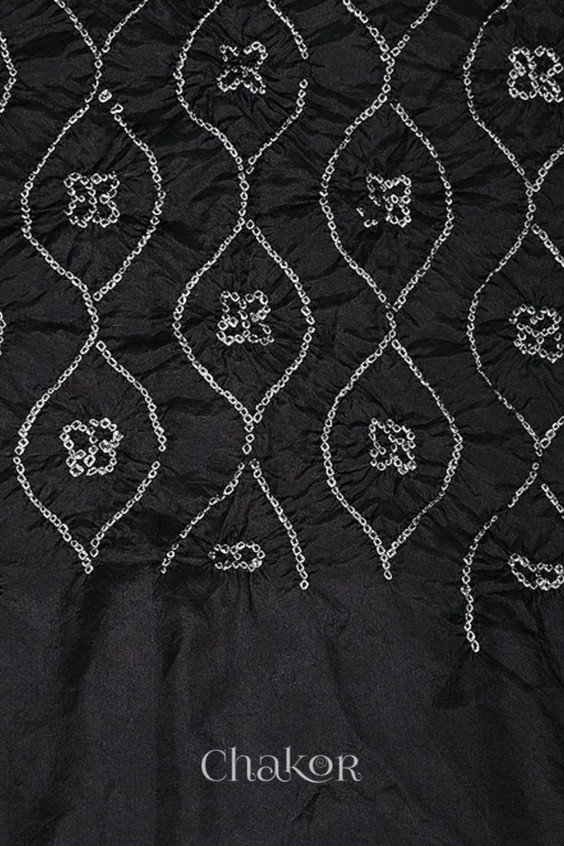 Black Bandhani Mulberry Silk Dupatta