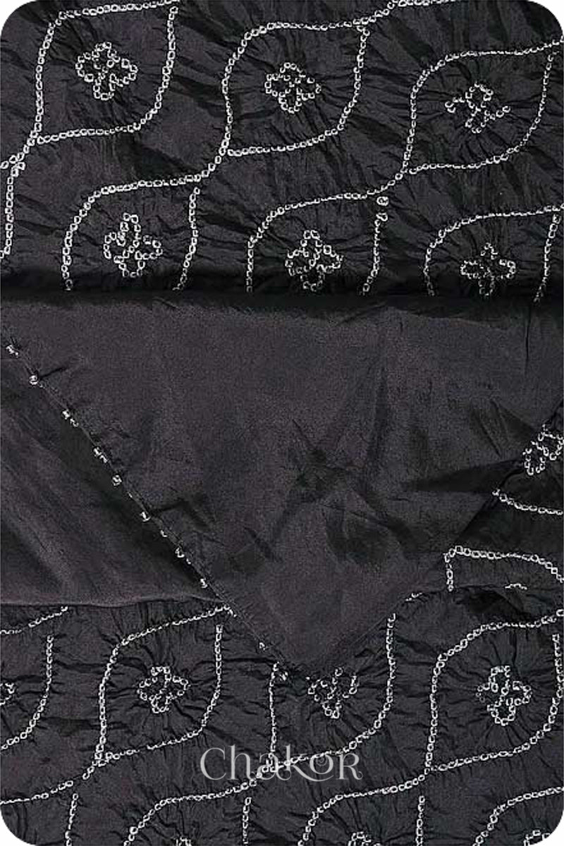 Black Bandhani Mulberry Silk Dupatta