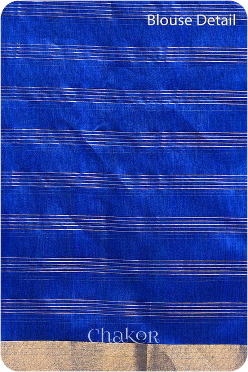 Chakor's Blue Handloom Silk Cotton Saree with woven fine zari checks & tissue pallu.