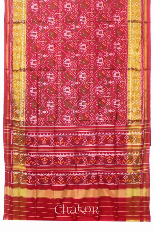 Red Patola Mulberry Silk Saree