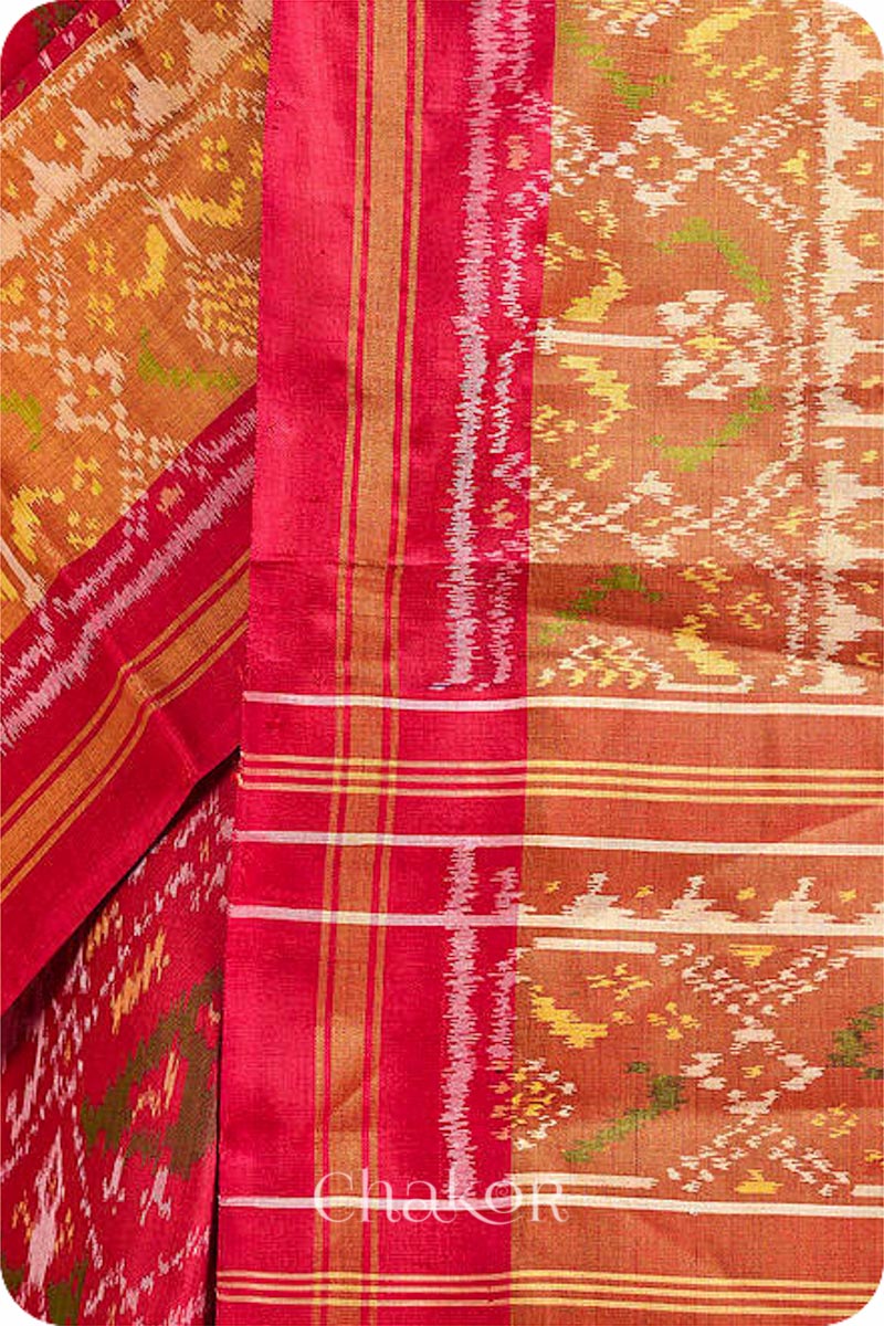 Red Patola Mulberry Silk Saree