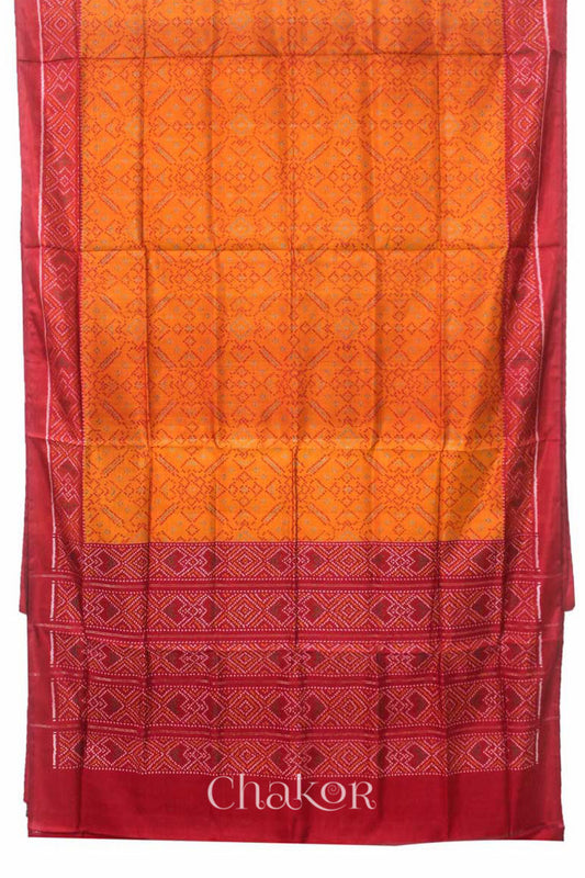 Orange Red Patola Mulberry Silk Saree