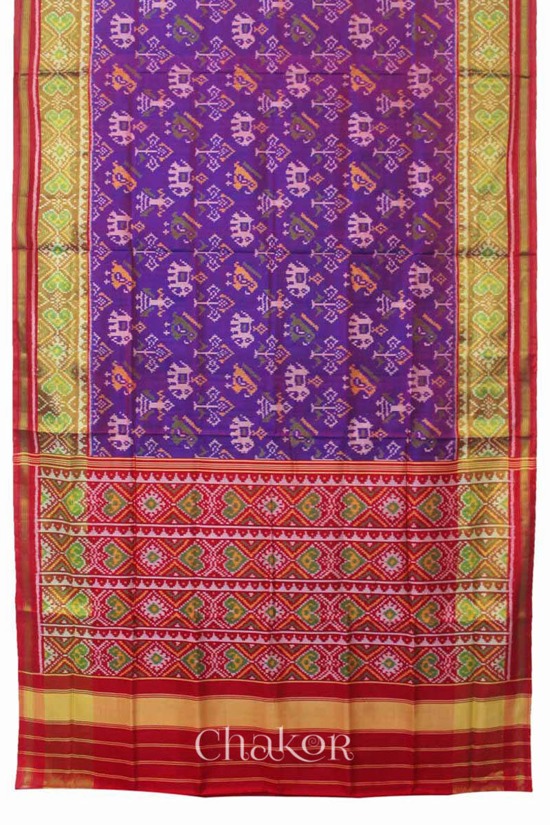 Purple Red Patola Mulberry Silk Saree