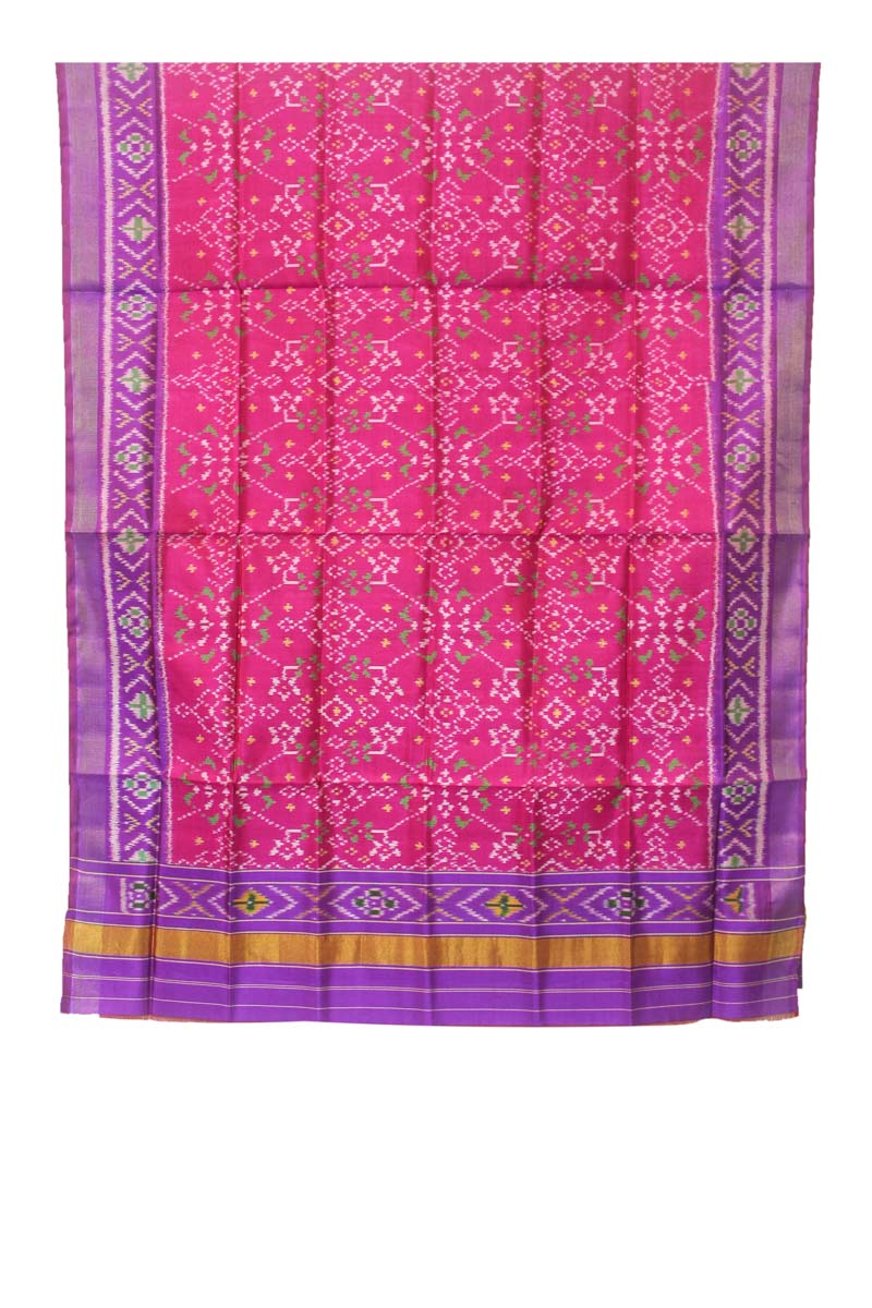 Pink Purple Patola Mulberry Silk Dupatta