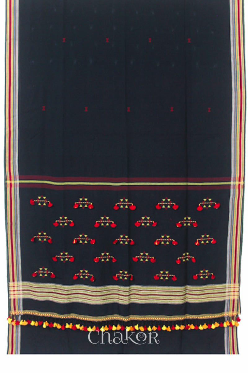 Handloom Black Bhujodi Cotton Saree by Chakor.