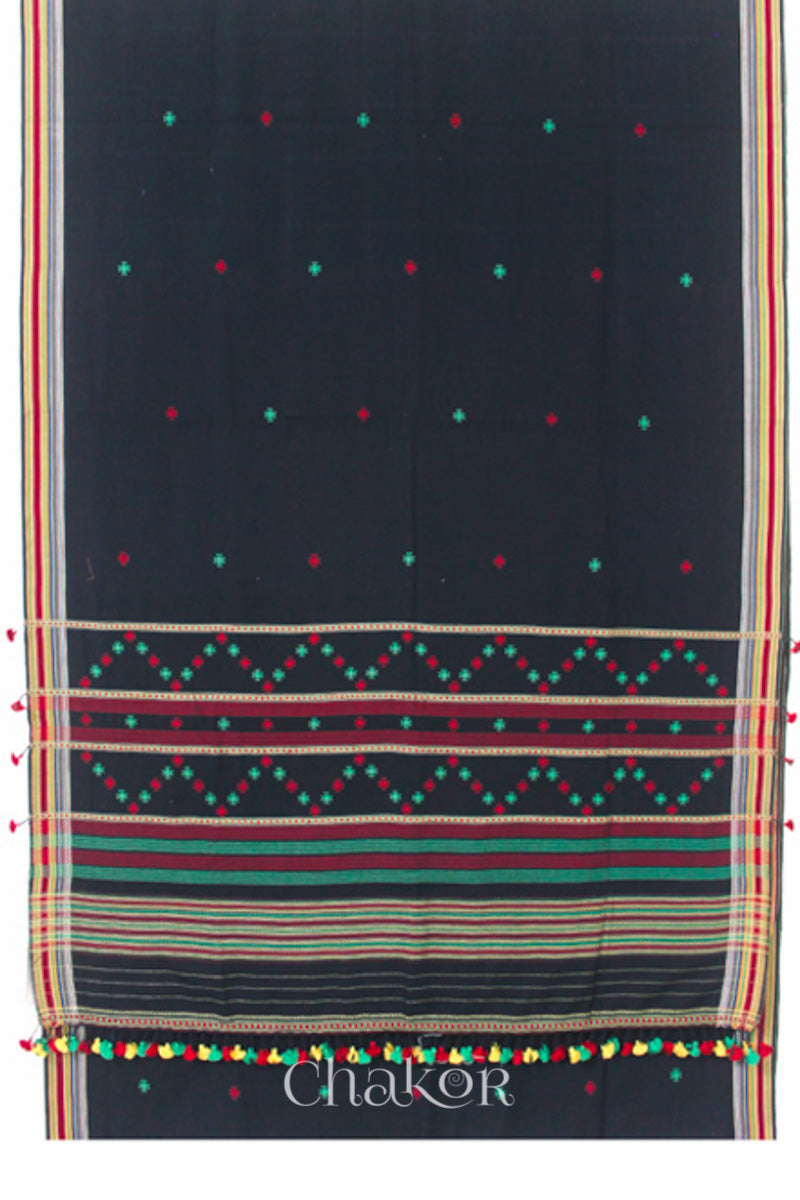 Handloom Black Bhujodi Cotton Saree by Chakor.