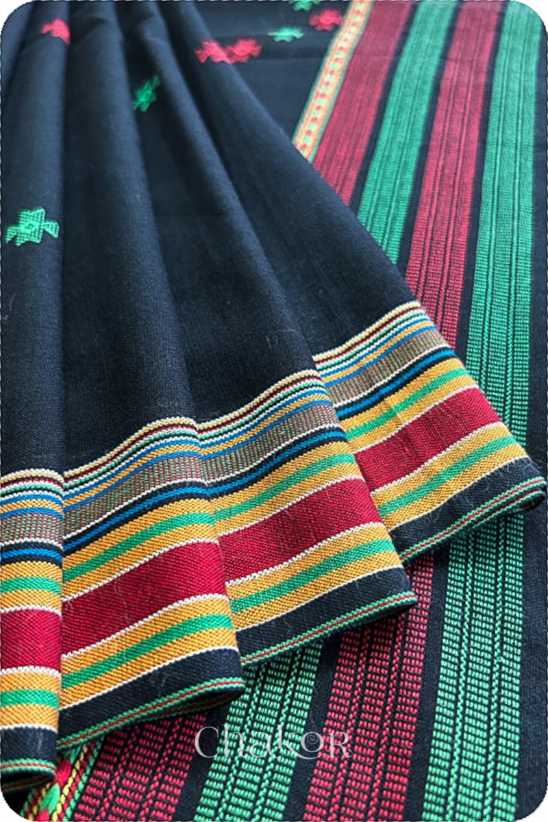 Handloom Black Bhujodi Cotton Saree by Chakor.