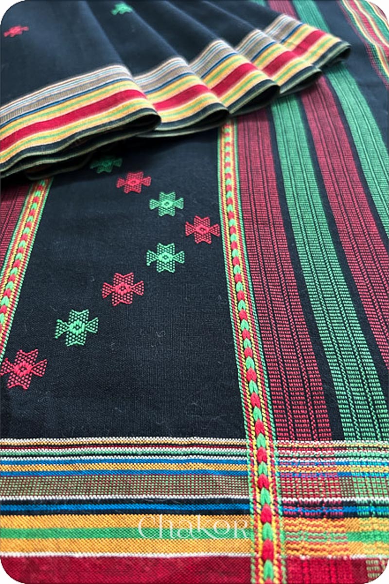 Handloom Black Bhujodi Cotton Saree by Chakor.