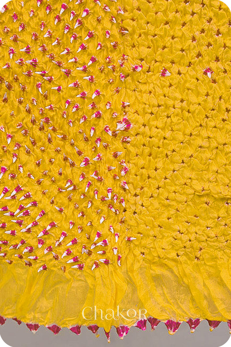 Yellow Bandhani Mulberry Silk Stole