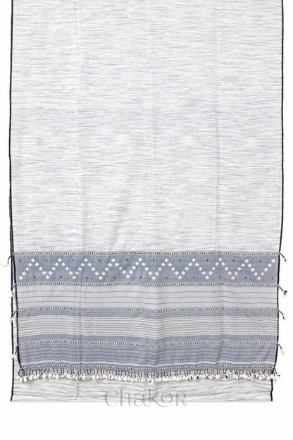 Handloom Off-white Grey Bhujodi Cotton Saree by Chakor.