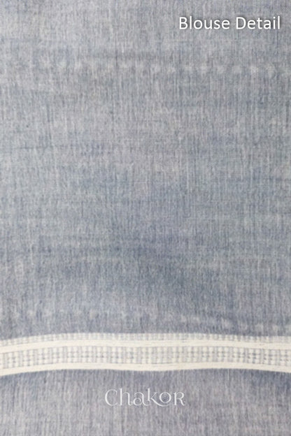 Handloom Off-white Grey Bhujodi Cotton Saree by Chakor.