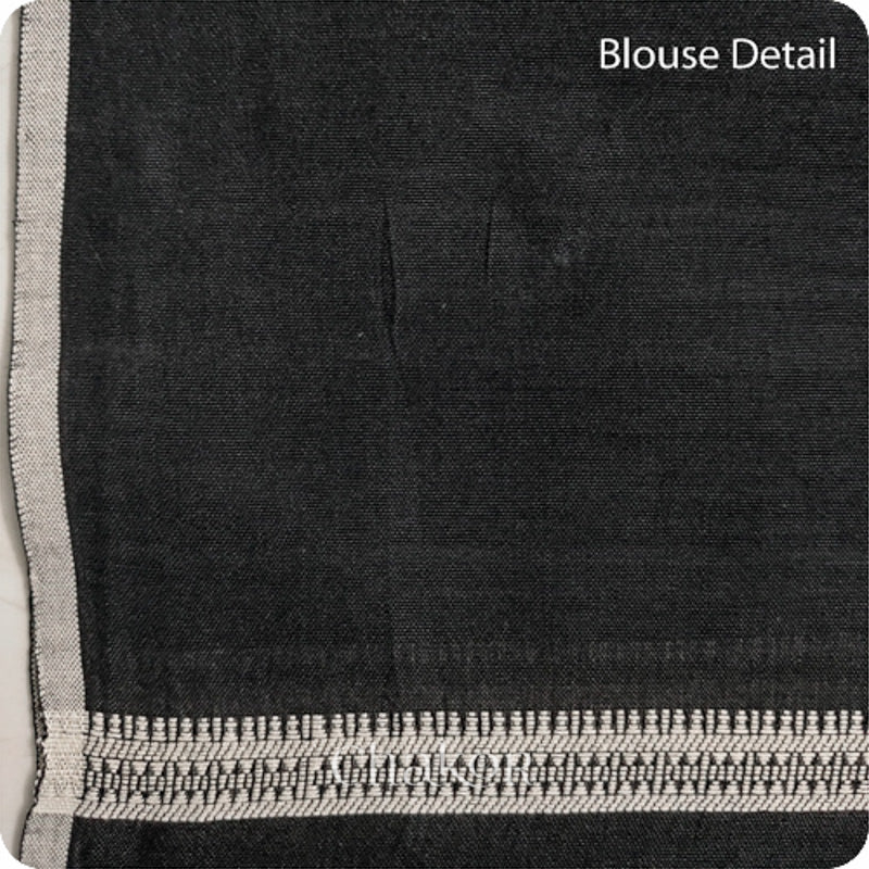 Handloom Charocoal Black Bhujodi Cotton Saree by Chakor.