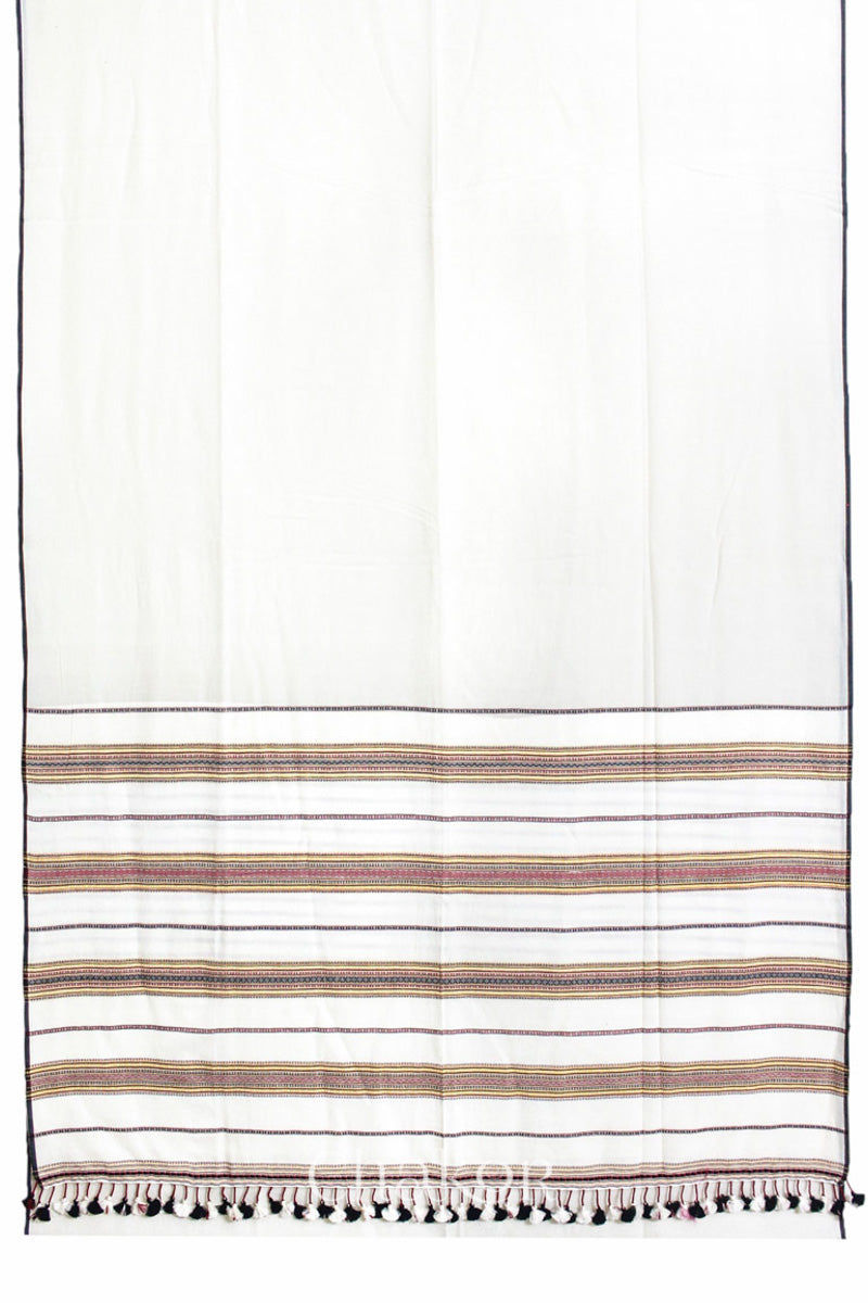 Handloom Off-white Bhujodi Cotton Saree by Chakor.