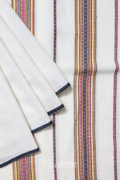 Handloom Off-white Bhujodi Cotton Saree by Chakor.