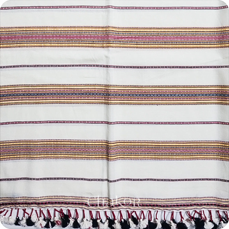 Handloom Off-white Bhujodi Cotton Saree by Chakor.