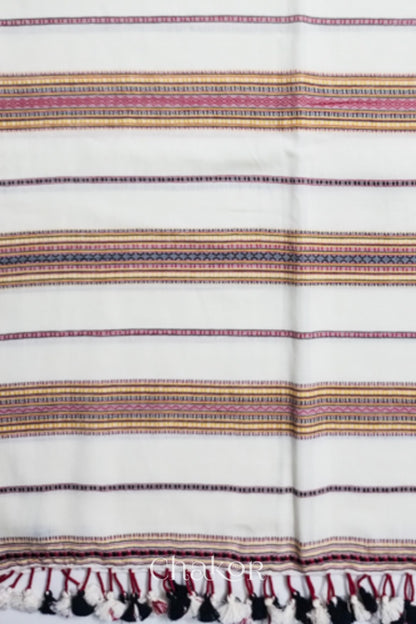 Handloom Off-white Bhujodi Cotton Saree by Chakor.