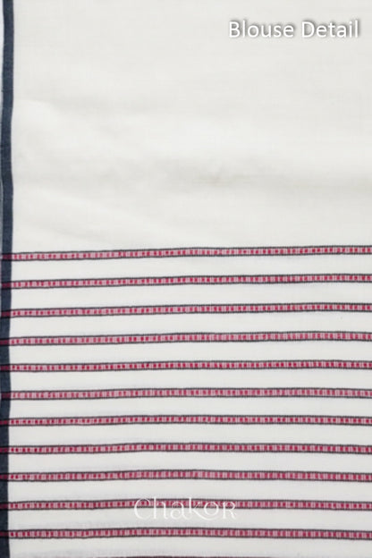 Handloom Off-white Bhujodi Cotton Saree by Chakor.