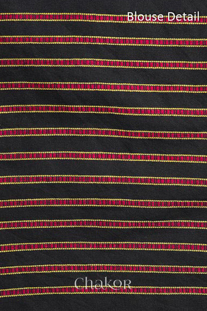 Handloom Black Bhujodi Cotton Saree by Chakor.