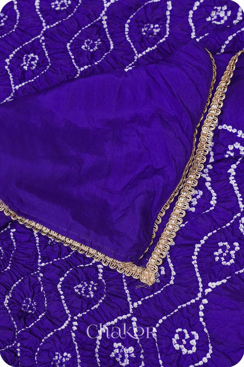 Purple Bandhani Mulberry Silk Dupatta