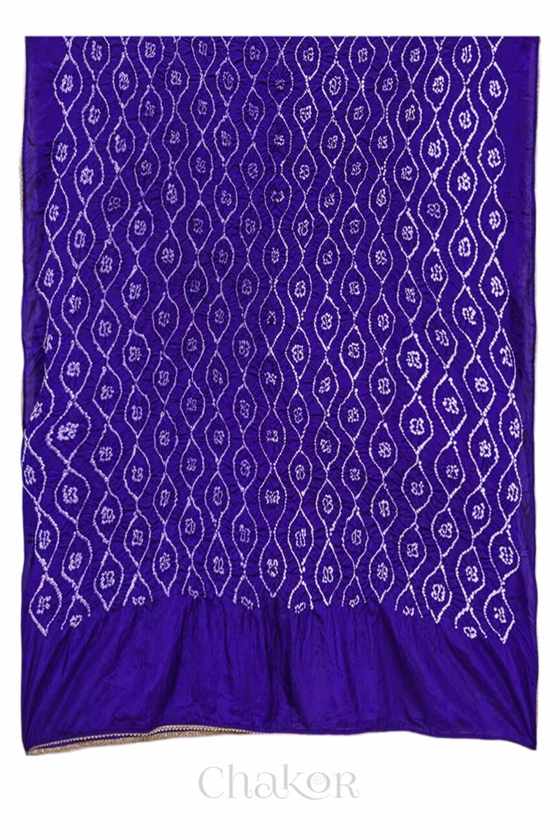 Purple Bandhani Mulberry Silk Dupatta