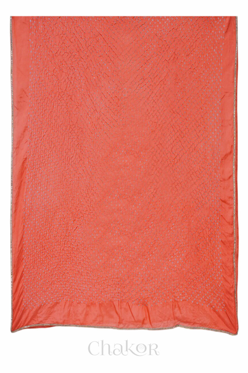 Peach Bandhani Mulberry Silk Dupatta