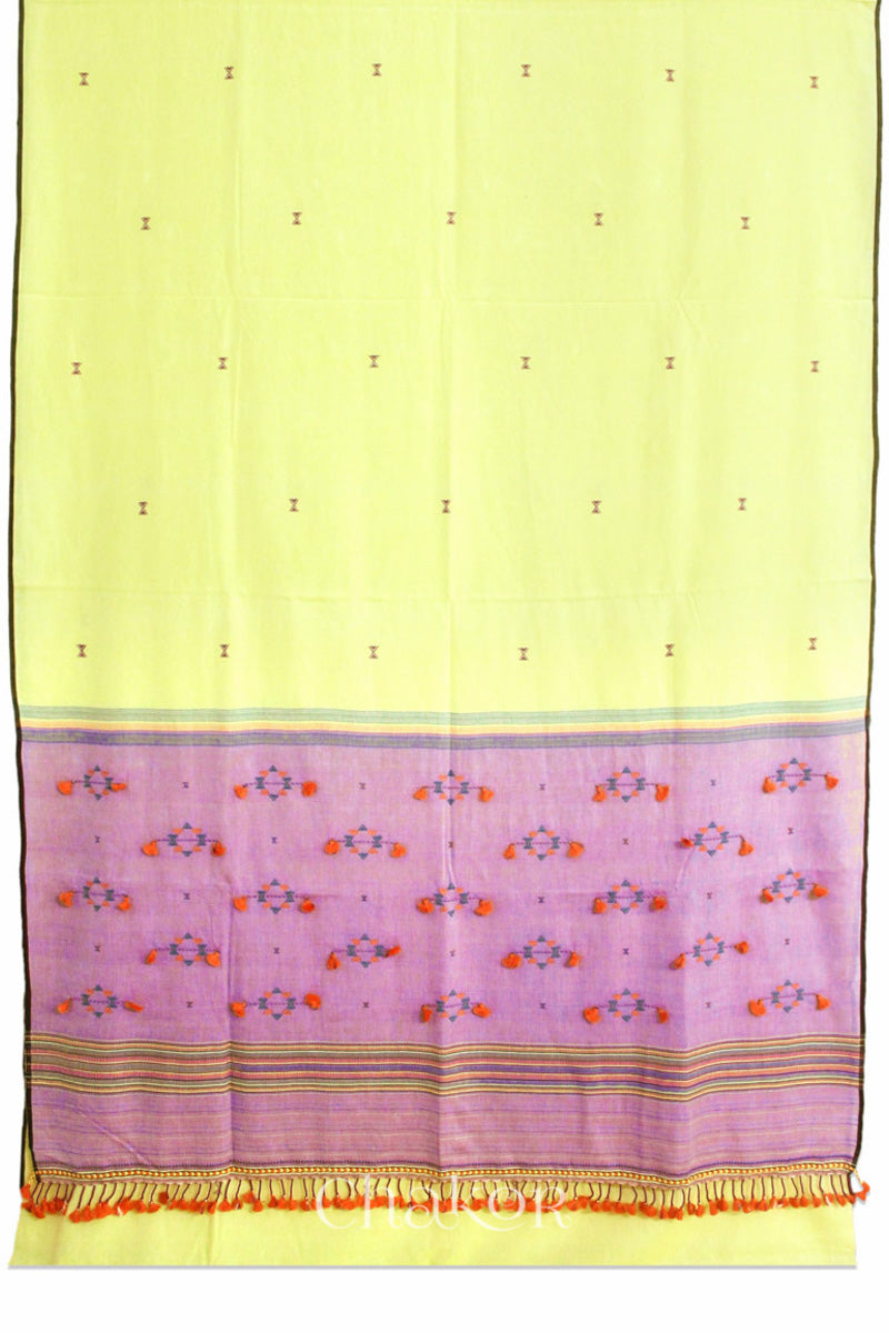 Handloom Yellow Bhujodi Cotton Saree by Chakor.