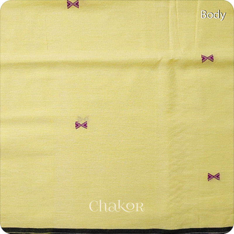 Handloom Yellow Bhujodi Cotton Saree by Chakor.