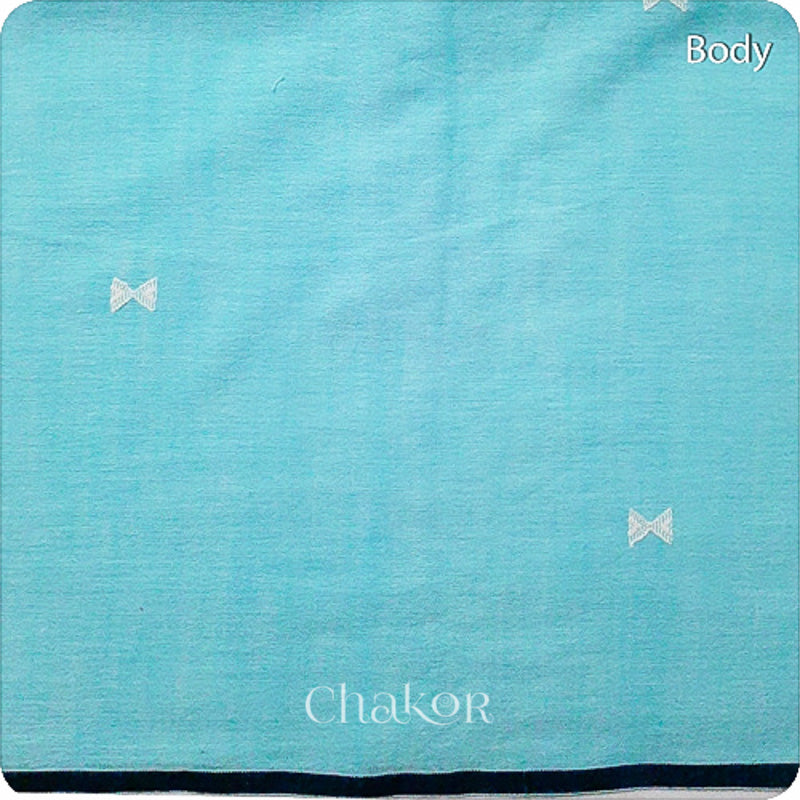 Handloom Blue Peach Bhujodi Cotton Saree by Chakor.