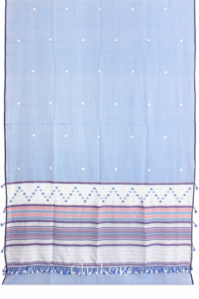 Handloom Blue Offwhite Bhujodi Cotton Saree by Chakor.